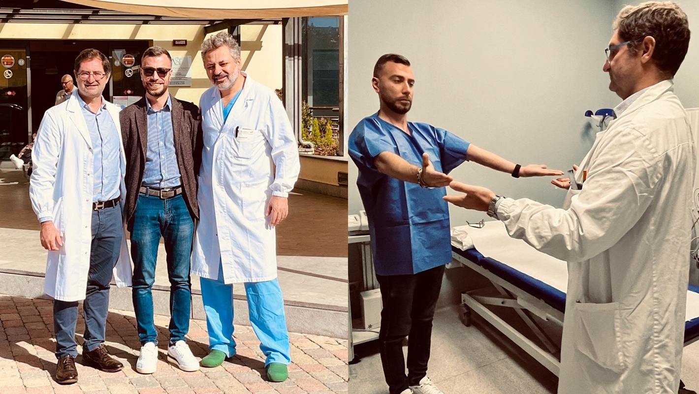 Foto dei due pazienti con medici del Dipartimento Rizzoli-Sicilia